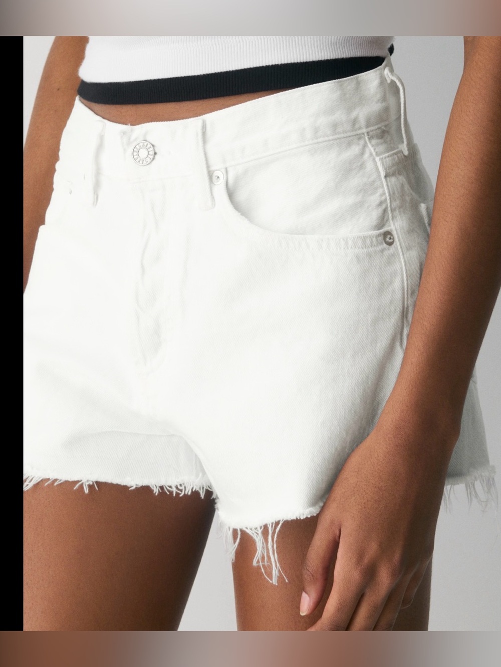 AGOLDE Parker Hi-Rise Frayed Hem Women's Denim Shorts size 30 Off White